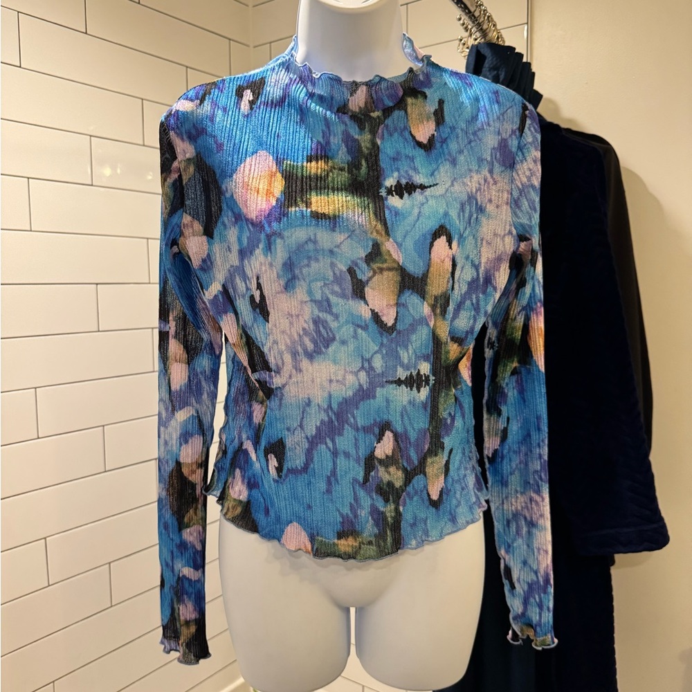 Topshop Multicolor Abstract Long Sleeve Top